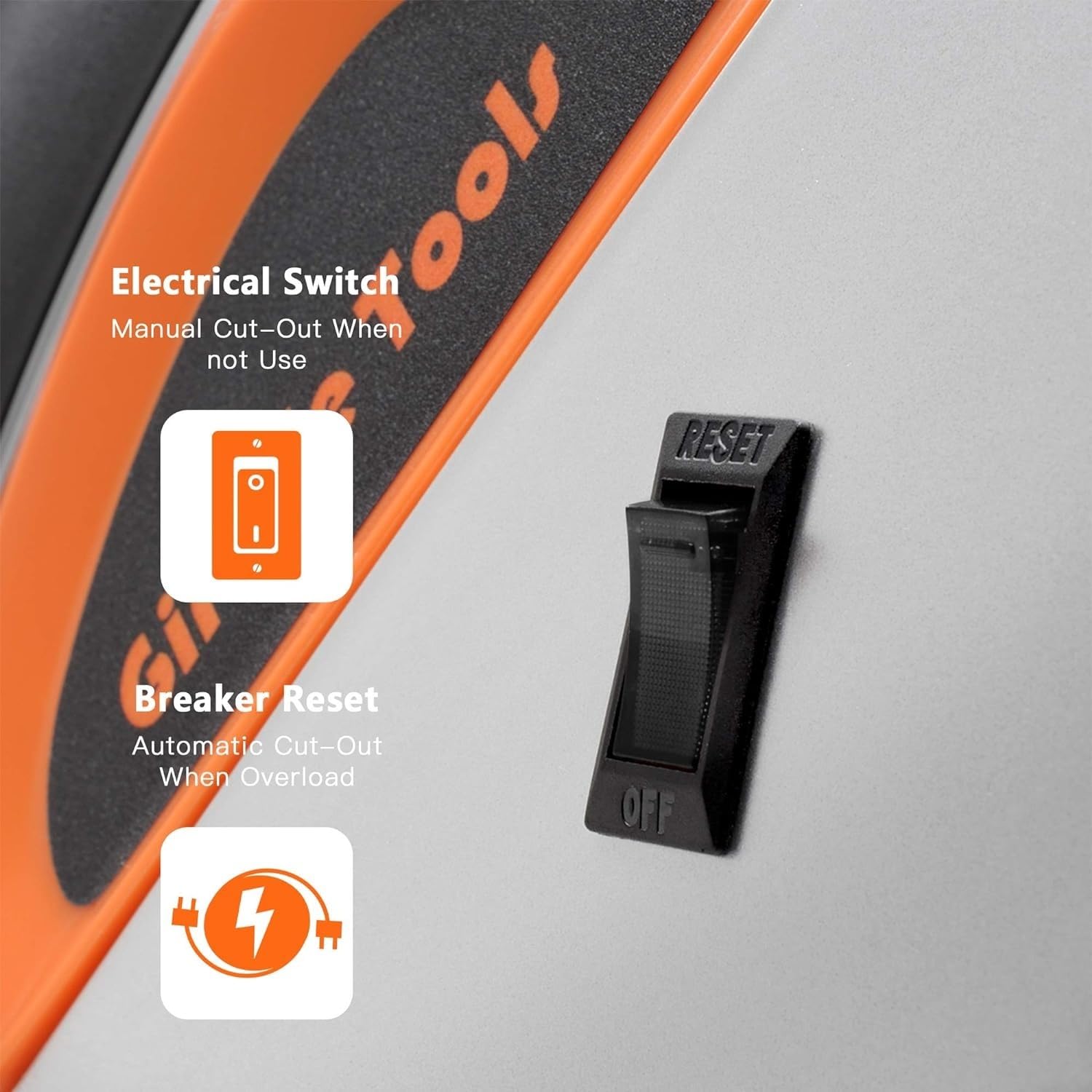 Bęben elektryczny, Zwijany przewód zasilający, 50 stóp, 12AWG/3C SJT, wytrzymały przedłużacz, bęben do przechowywania, montaż na ścianie/suficie(14AWG 50FT)