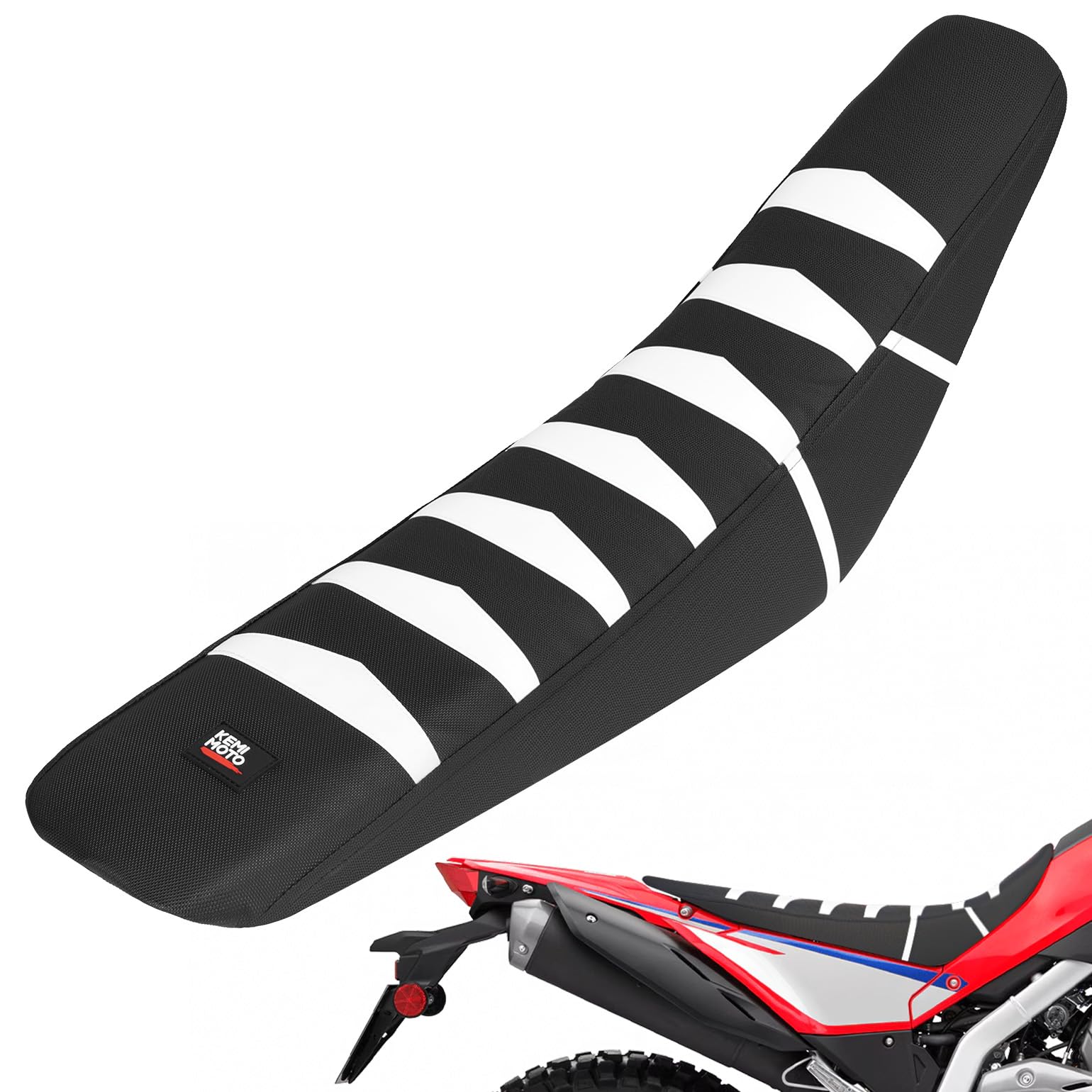 KEMIMOTO Universal Dirt Bike Seat Cover Anti-Slip Motocross Seat Cover | Enduro Off Road Compatible with Soleil01 CRF450R YZ450F KX250 450 250 SX-F YZ250F for Most Dirt Pit Bike Black & White