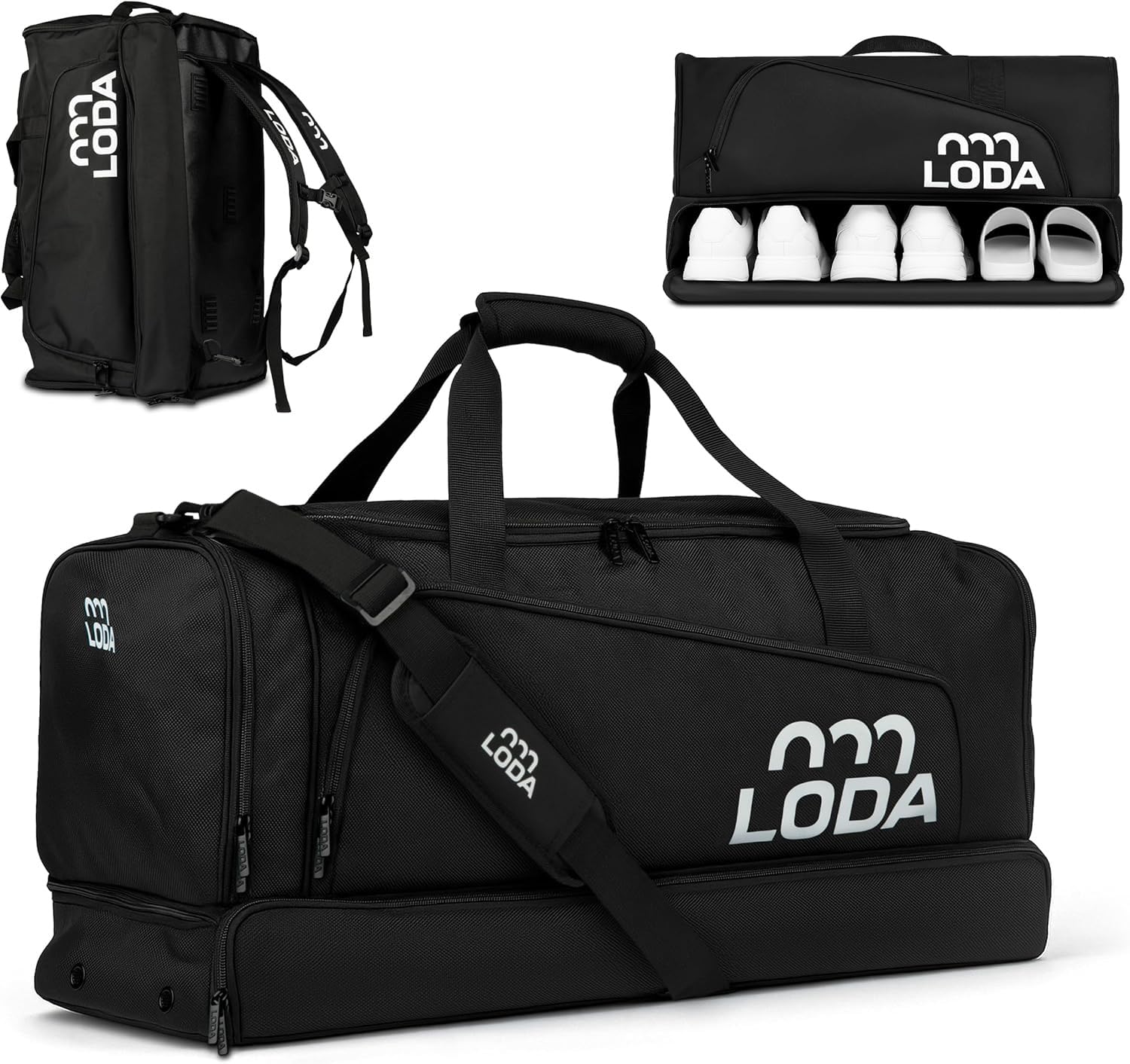 LODA Team 68L Sporttasche mit Schuhfach Nassfach Rucksackfunktion Wertsachenfach