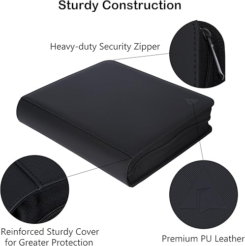 Miniatura 6 de Rayvol Carpeta de tarjetas intercambiables, 9 bolsillos para 1404 tarjetas, tarjetero de metal con anillo en D con 78 páginas transparentes de doble