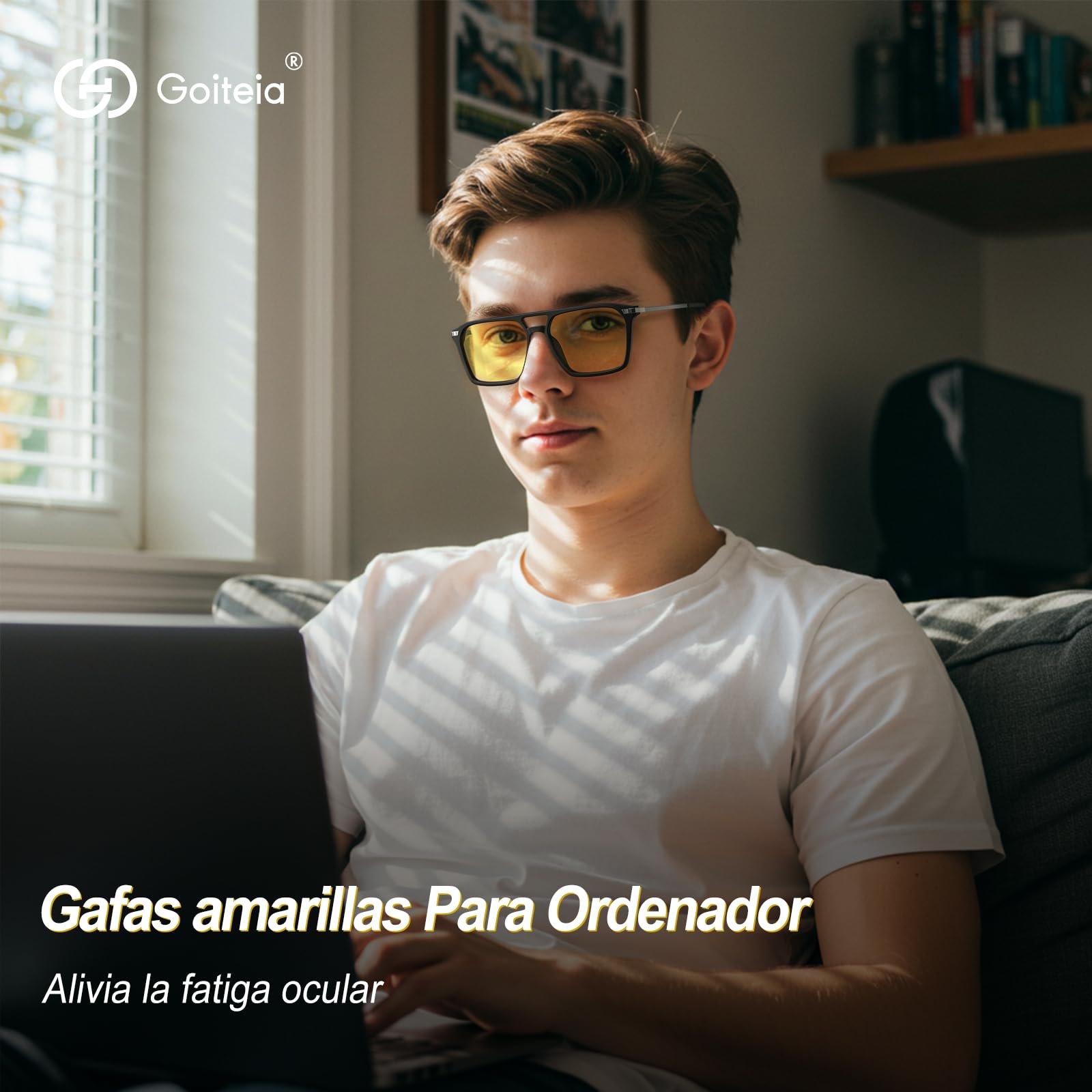 Goiteia Gafas Rojas Bloqueo Luz Azul-Bloqueo el 100% Azul y Verde para Mejorar el Sueño-Revestimientos AR Duales-Alivia Fatiga Ocular