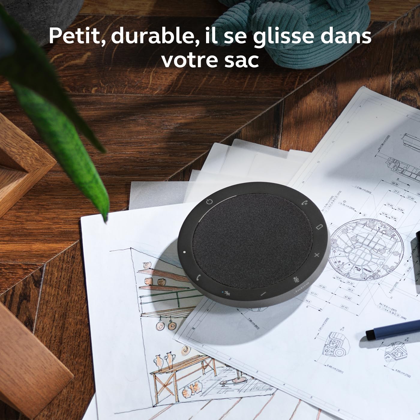 Jabra Speak2 55 Haut-Parleur Bluetooth sans Fil, 4 Micros Antibruit, Haut-Parleur 50 mm Pleine Gamme, Audio Large Bande, Compact et Portable, Certifié MS Teams, Gris Foncé
