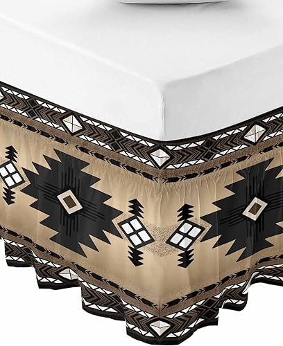 Miniatura 2 de Southwest - Falda de cama tamaño California King de 18 pulgadas de caída, ajustable y elástica, plisada, con volantes de lujo para cama individual,