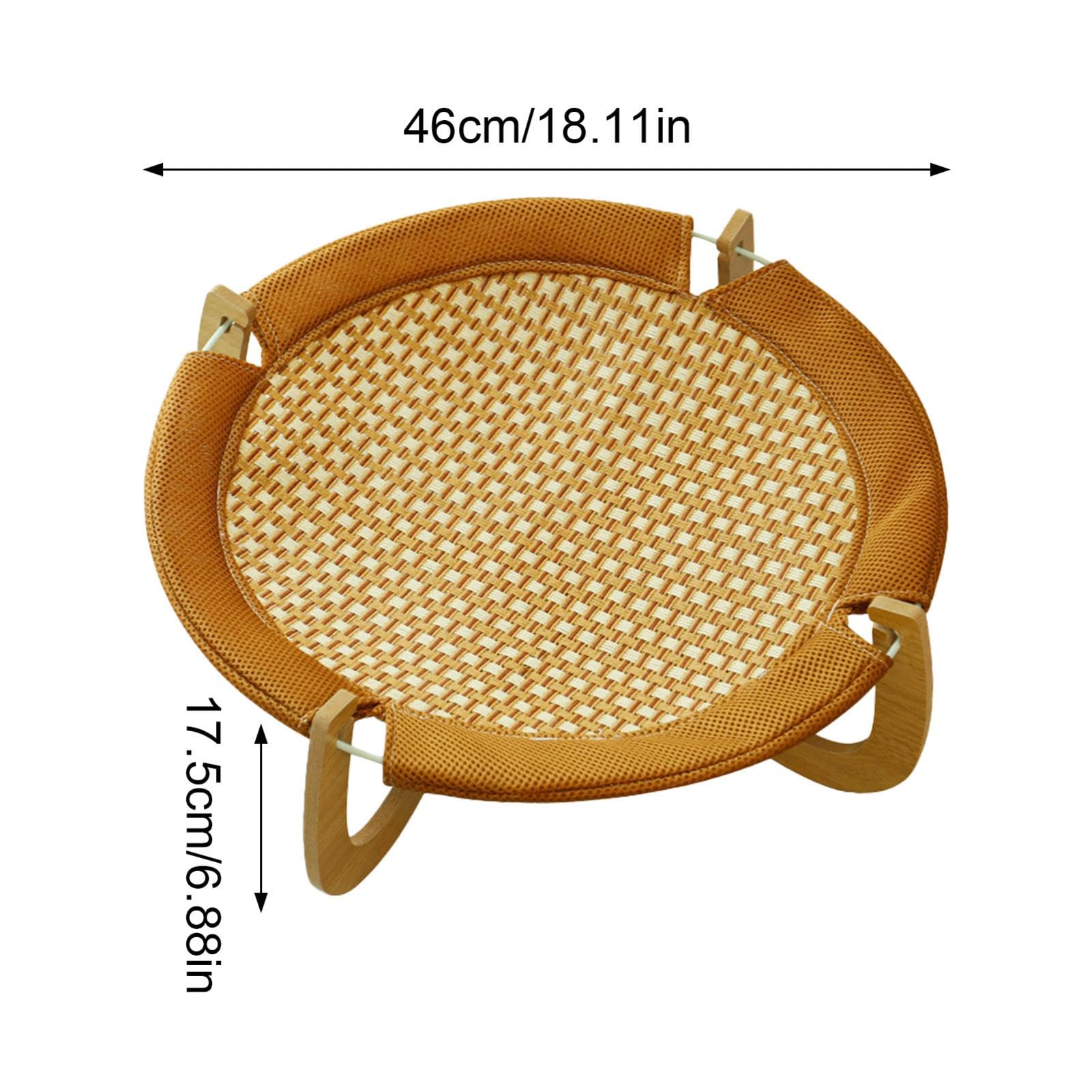 Cama de Ratán Transpirable y Súper Fresca para Gatos y Mascotas - Elevada, Resistente a los Arañazos, con Base de Madera
