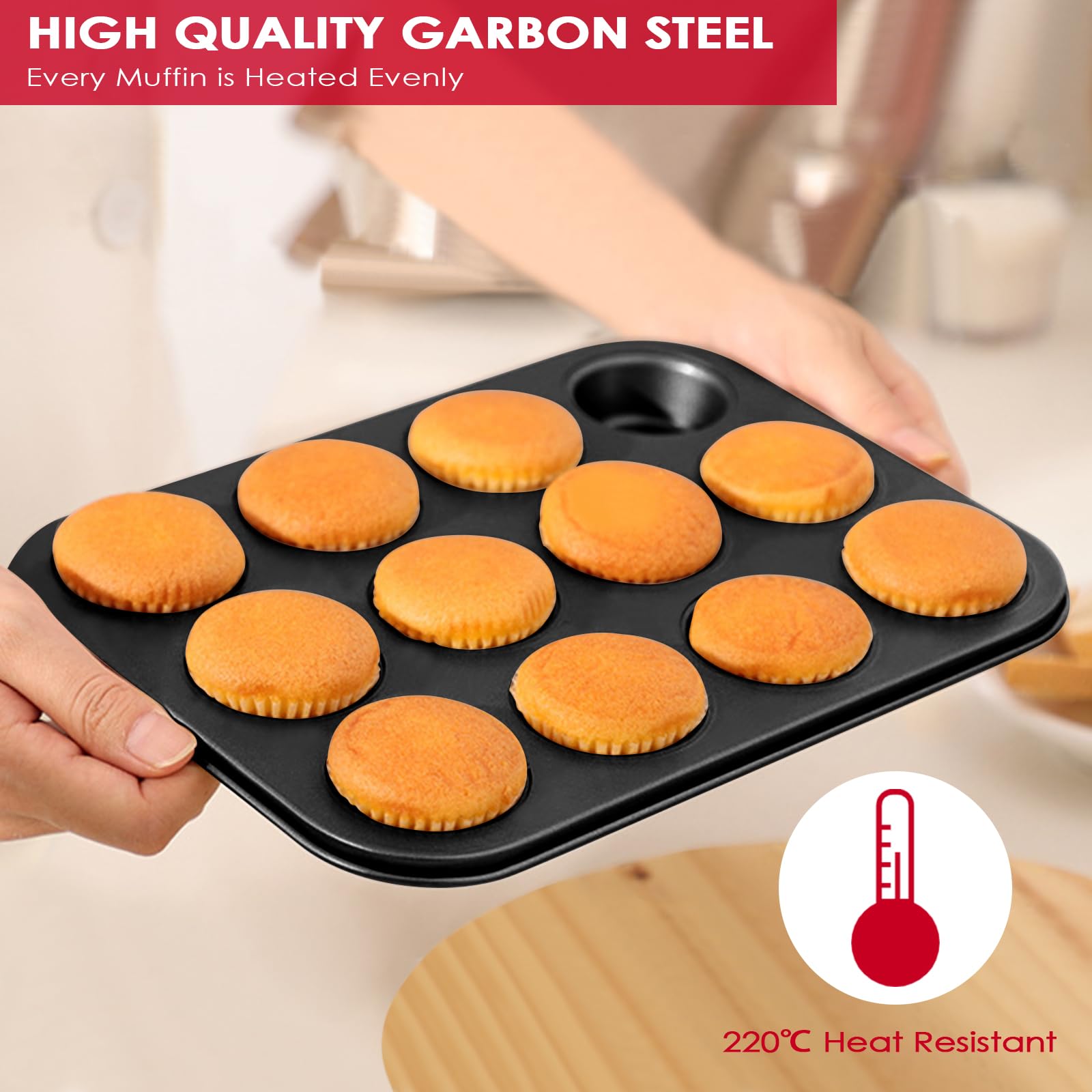 AMBITION Muffinform Mit Deckel – Für 12 Muffins, Antihaftbeschichtet, Aus Kohlenstoffstahl