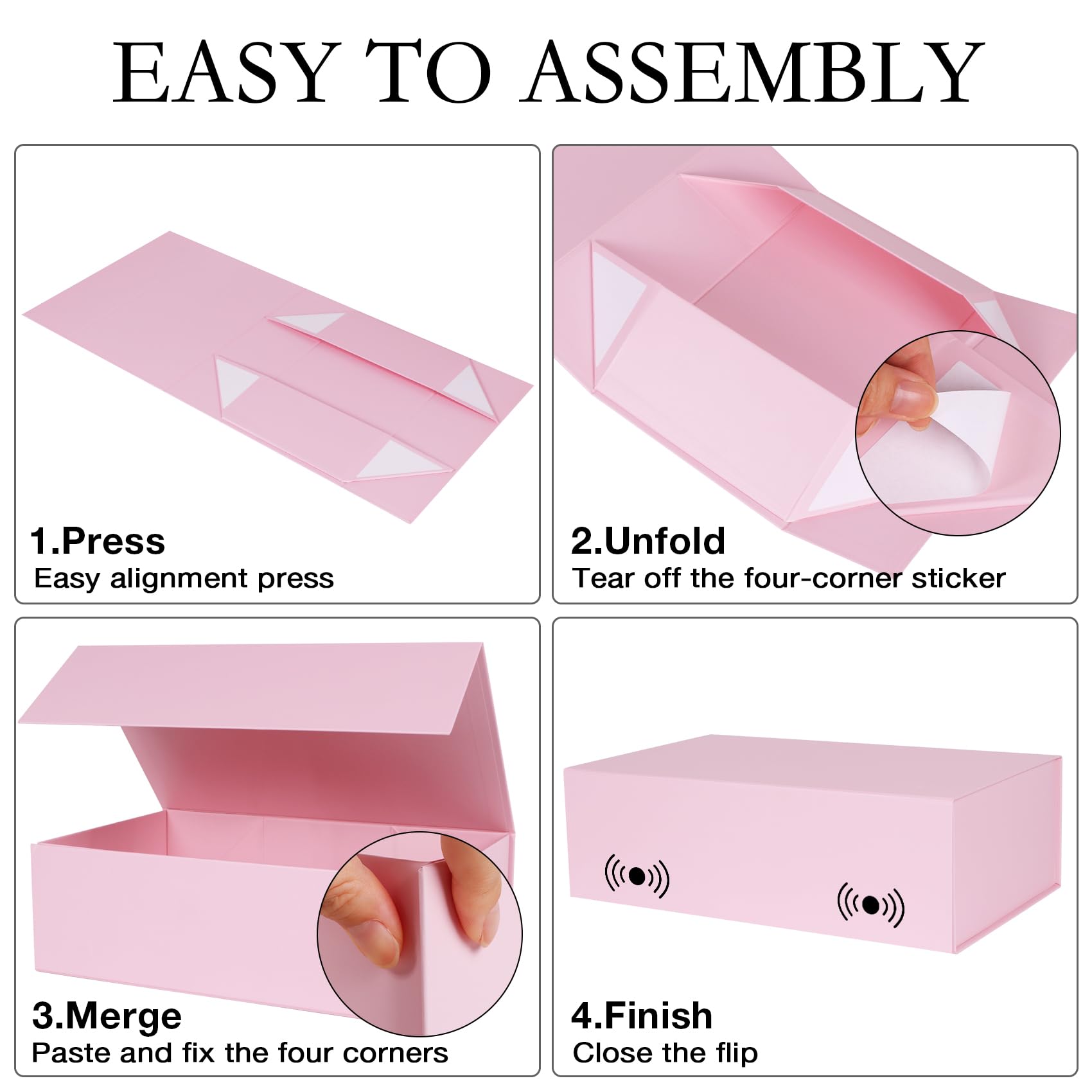 LFBOX Pink Gift Box with Magnetic Lids 13.8x8.3x4.4 in, Large Present Box for Bridesmaid Proposal Wedding Mother's Day 1 Pack
