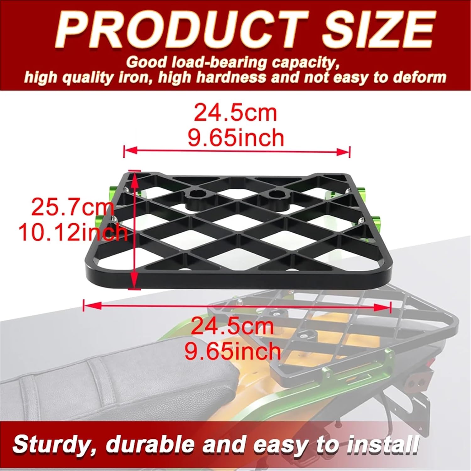 Replacement for Kawasaki KLX250 /KLX250S/KLX250SF 2009-2023 KLX300/KLX300SM 2009-2025 Motorcycle Rear Solo Seat Luggage Rack Support Shelf(Black)