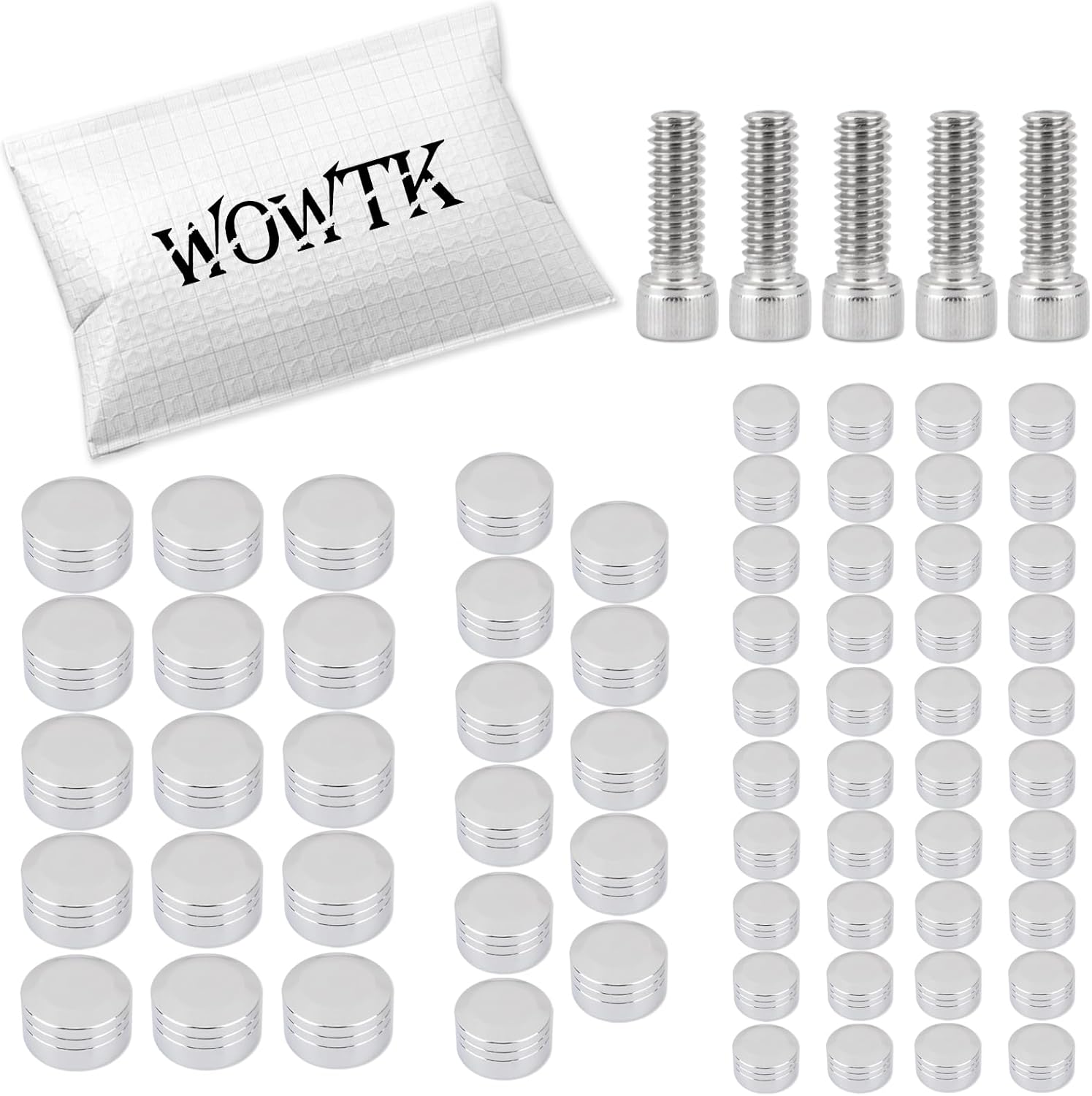75 PCS Standard Aluminum Bolt Cover Kit, Screw Caps Cover Engine/Transmission/Primary Bolt heads for Harley ALL FL MODELS 2007-UP,for Street Glide/Road King/Road Glide/Electra Glide,Chrome