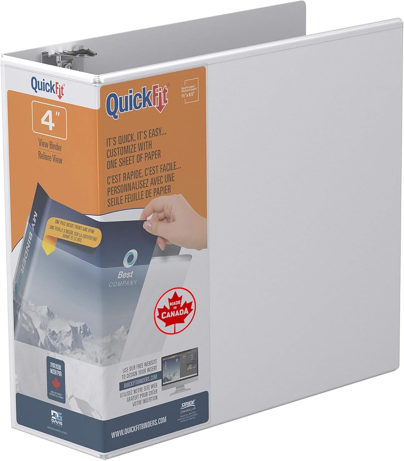 QuickFit Quick Fit D-Ring View Binders (Stride), White, 4 Inch (87060)