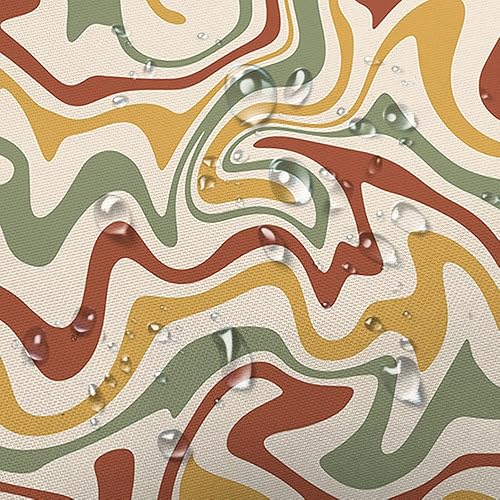 Miniatura 4 de Mtsxfy - Cortina de ducha bohemia de color verde salvia, bonita estética de los años 70, diseño abstracto de los años 70, con ganchos, 72 x 72