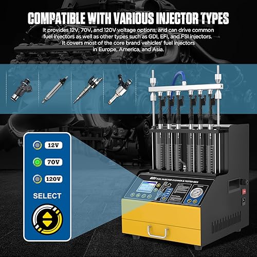 Miniatura 4 de Limpiador de inyector de combustible, CT500 GDI EFI FEI Kit de limpiador y probador de inyector de combustible automotriz, máquina limpiadora para