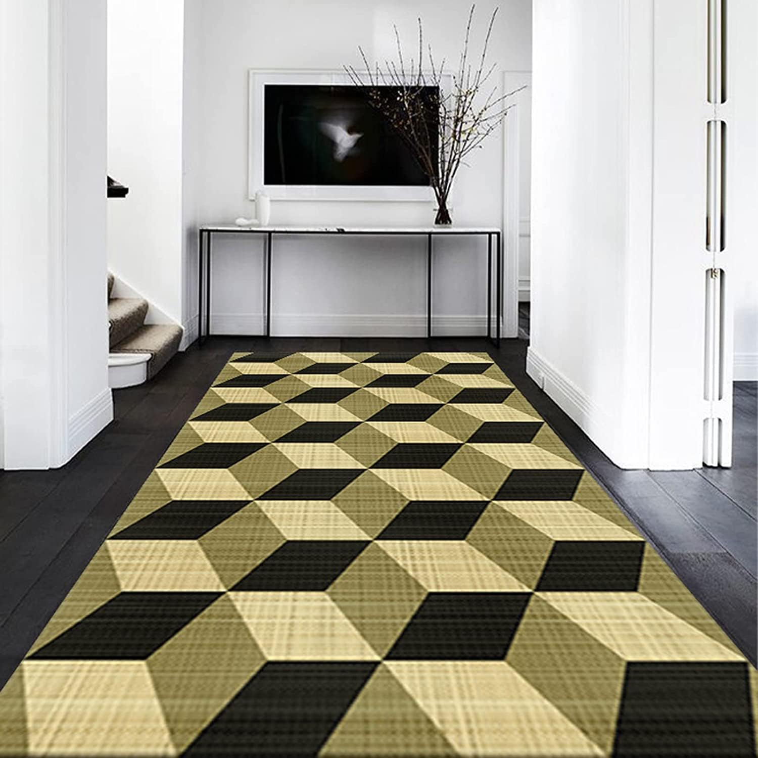 CORYUEE Optical Illusion Rug 3D Vortex Runners for Hallways