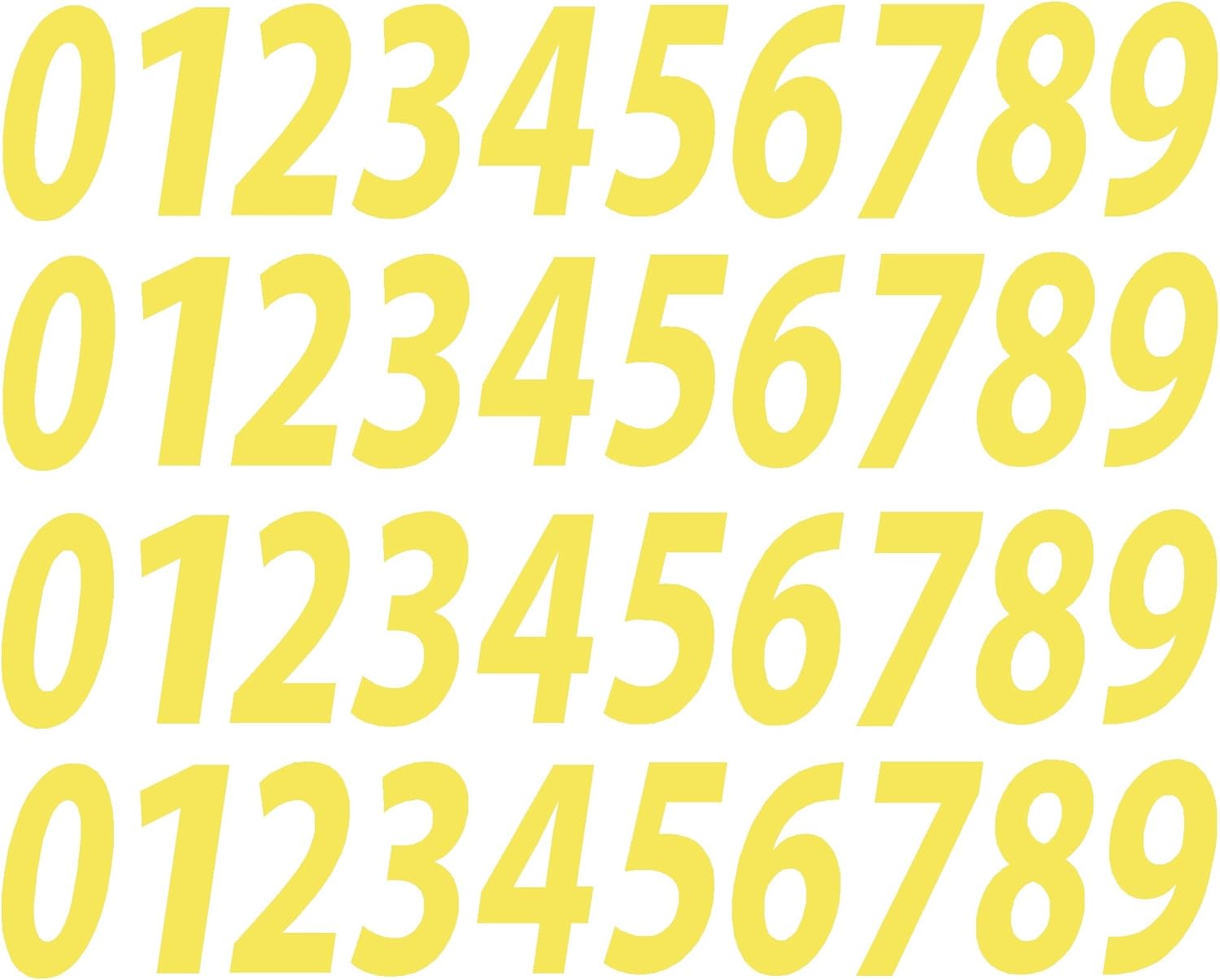 Reflective Yellow Vinyl Numbers Stickers 09 (4 of Each