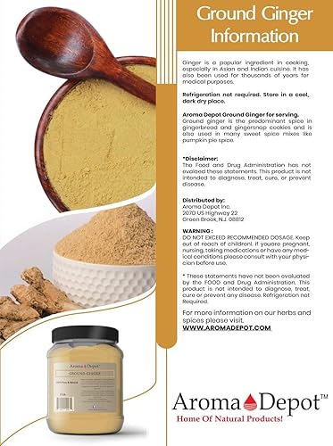 Miniatura 2 de Polvo de raíz de jengibre de 8 onzas (Zingiber officinale Roscoe), todo natural crudo, vegano, sin OMG, sin gluten y kosher con mezcla con té, jugo