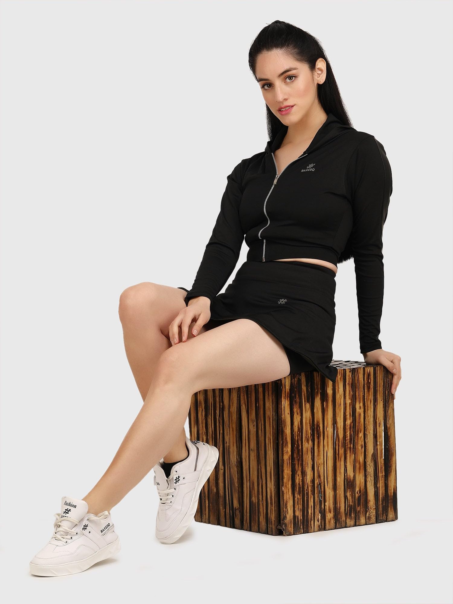 RAXEDO Mid-Waisted Black Sport Skirts for Women | Comfortable Athletic Wear for Gym & Outdoor Activities | Cotton Lycra Fabric (Small) - Image 3 thumbnail