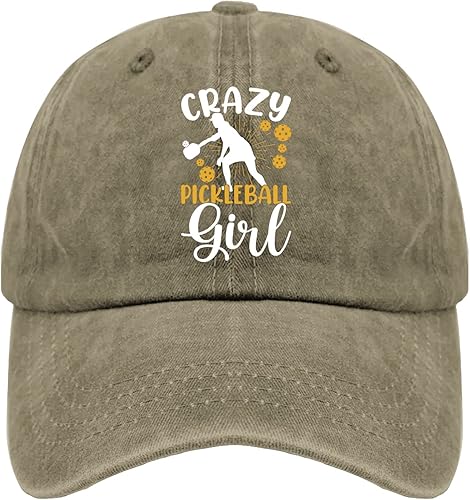 devor Sombrero de papá Crazy Pickleball Girl Gorras de béisbol para hombre, divertido sombrero de mezclilla ajustable