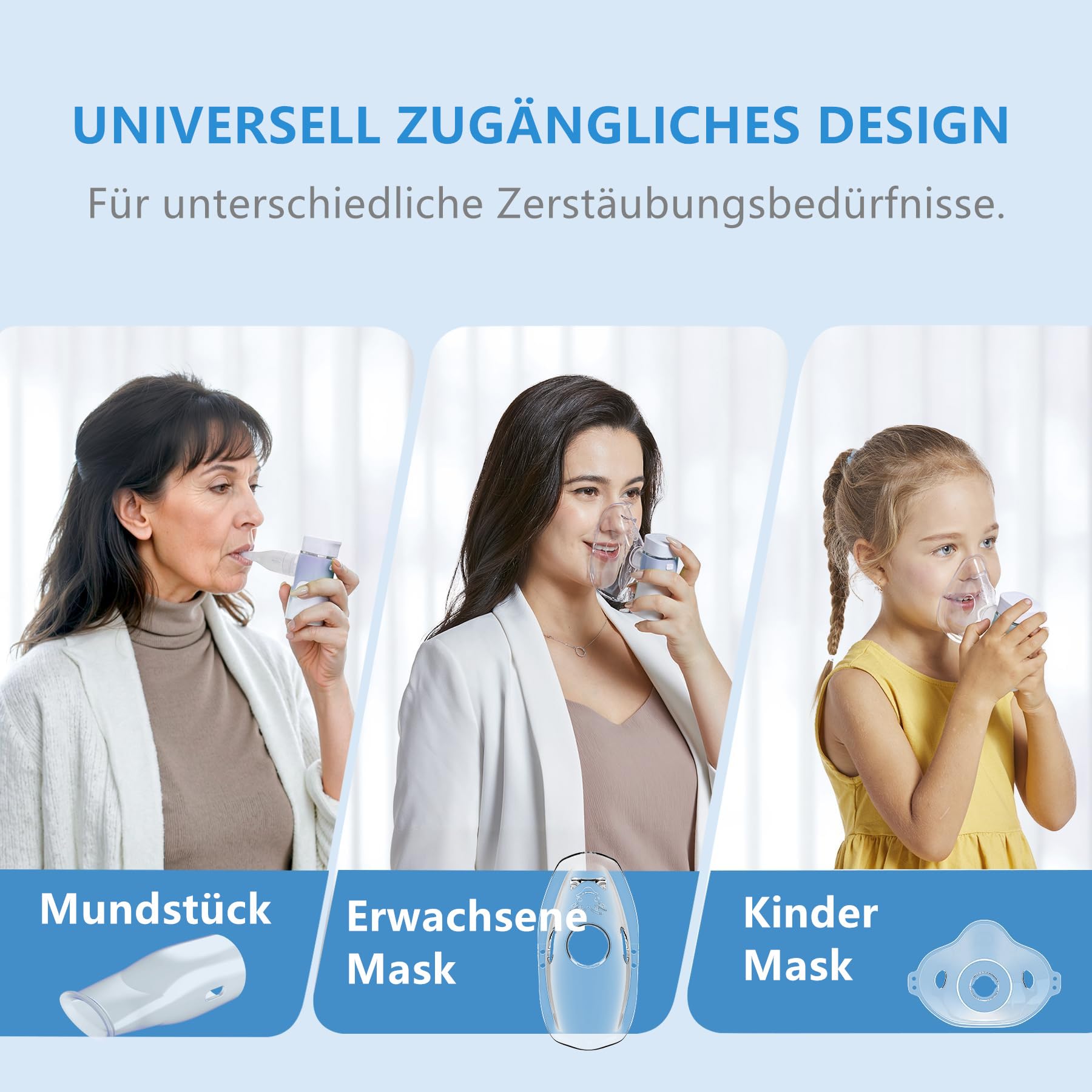 FEELLIFE Nebulizador Portatil para bebe y adultos Maquina De Aerosoles Inhalador, Para El Tratamiento De Tos, Asma, Enfermedades Respiratorias-Azul
