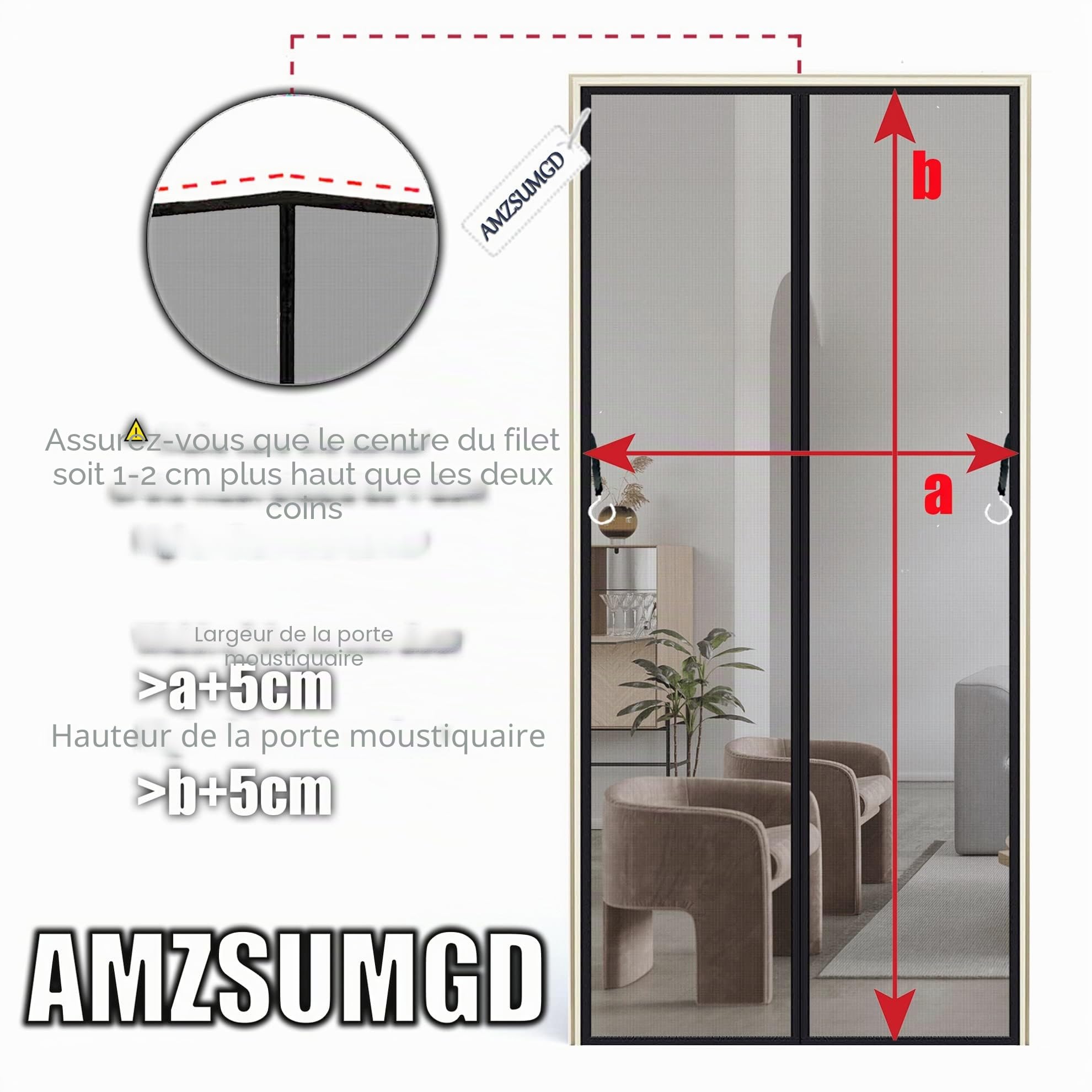 Moustiquaire FenêTre MagnéTique, 180 x 210 cm Fermeture Automatique Anti-Insectes Fenêtre D'écran Magnétique, Sans Perçage Facile À Installer, pour Fenêtre Portes Noir