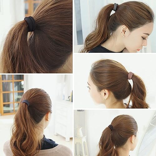 Miniatura 6 de Awant 100 bandas de goma desechables para el cabello de 0.9 in y 50 ligas negras de 1.6 in, bandas para el cabello sin costuras, bandas elásticas