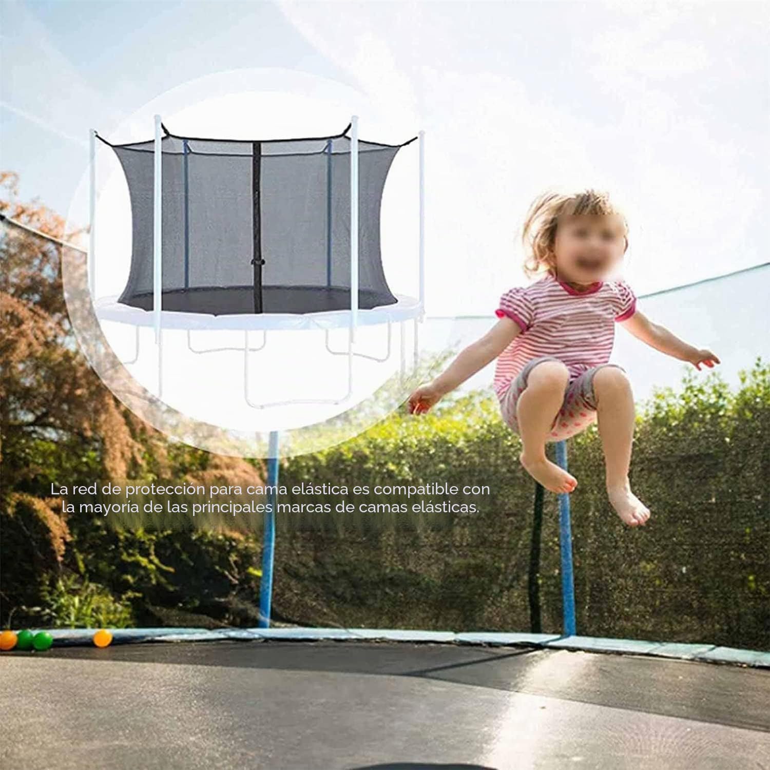 Red de seguridad para cama elástica con 3 patas y 6 postes de seguridad, equipo de fitness para trampolín redondo