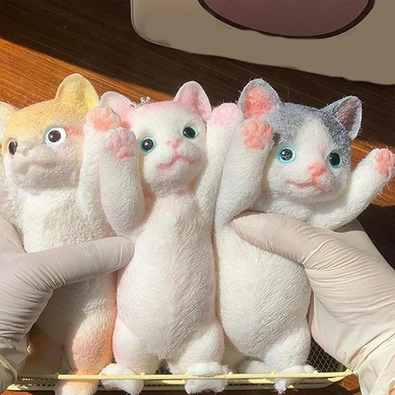 Squishy Katze Toy, Lepki Gryzak Squishy, Uroczy Antystresowy Gryzak Cat, Zabawka Fidget w Prezencie Dla Dzieci i Dorosłych Krótkowłosa (C)