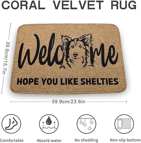 Miniatura 3 de Allijune Sheltie Gift - Tapete de puerta de perro pastor de Shetland con la esperanza de que te guste Sheltie, inauguración de la casa, regalo de