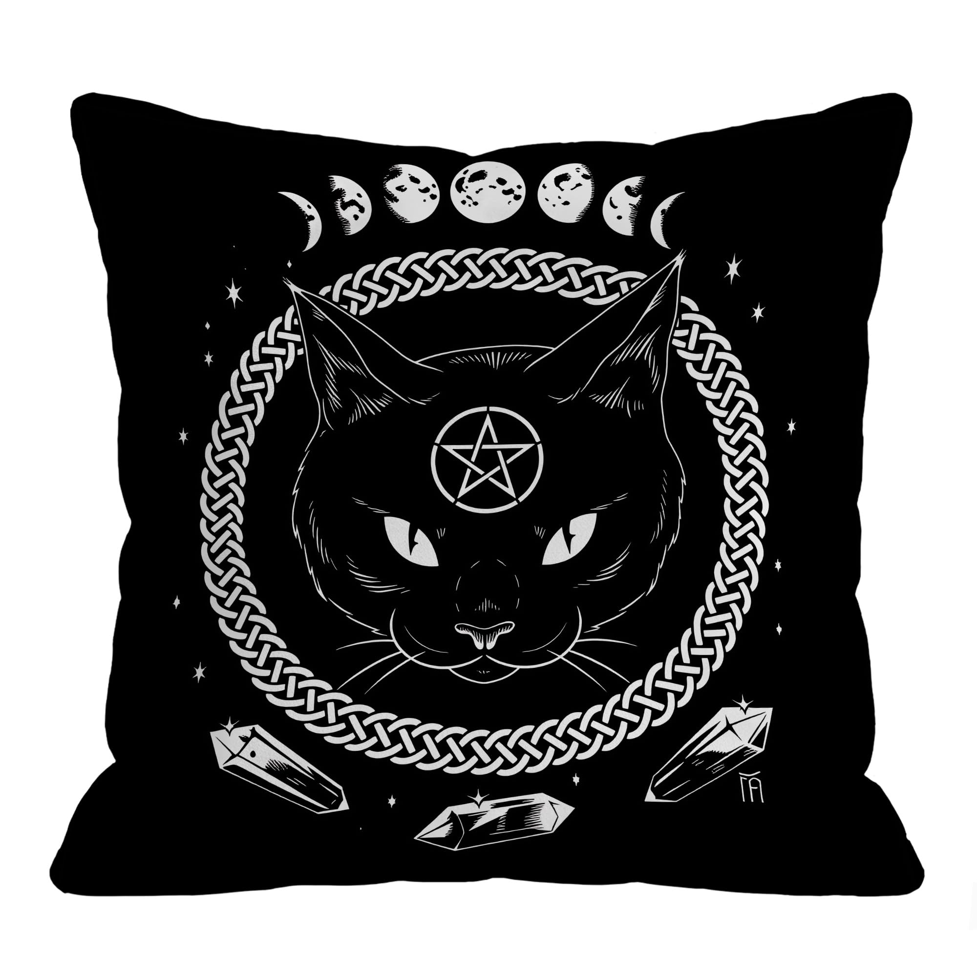 LASLEN Tarot Card Black Cat Cushion Covers 45 x 45 cm Decorative Throw Pillow Covers Square Throw Pillow Case 18 x 18 Inch Pillowcases for Sofa Couch Bed Decor โ image 1