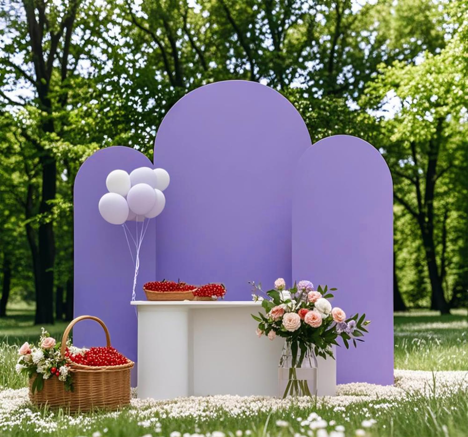 Set of 3 Spandex Lavender Arch Backdrop Cover -SINSSOWL Wedding Chiara Arch Backdrop Covers for Baby Shower Bridal Shower Birthday Party Engagement
