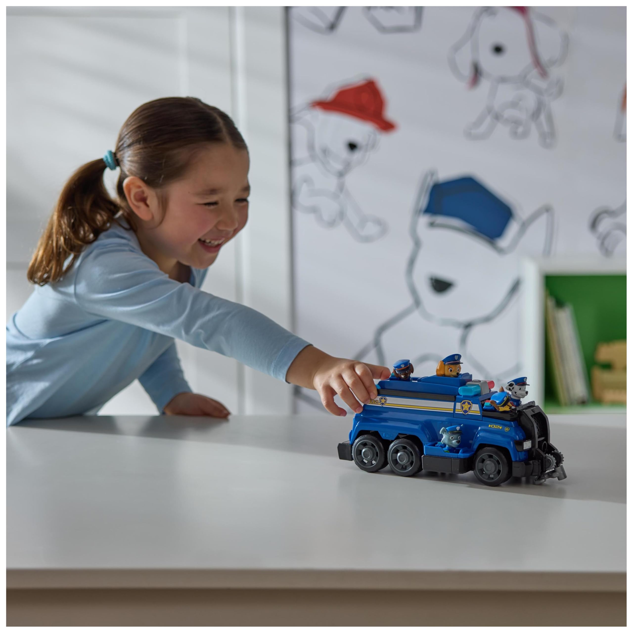 Paw Patrol - Pat Patrouille - Camion Équipe Chase Marcus Stella Ruben Rocky Zuma - Voiture Figurine À Collectionner - Pat Patrouille Jouet - Voiture Enfant - Jouet Enfant 3 Ans et +