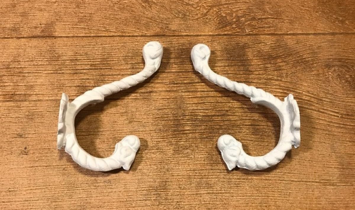 Antique White Rope Coat Hat Wall Hook 7" tall (Set of Two) 01209 Antique Decor Vintage Home Decor Accents Rustic Ornaments Cast Iron Improvement Details