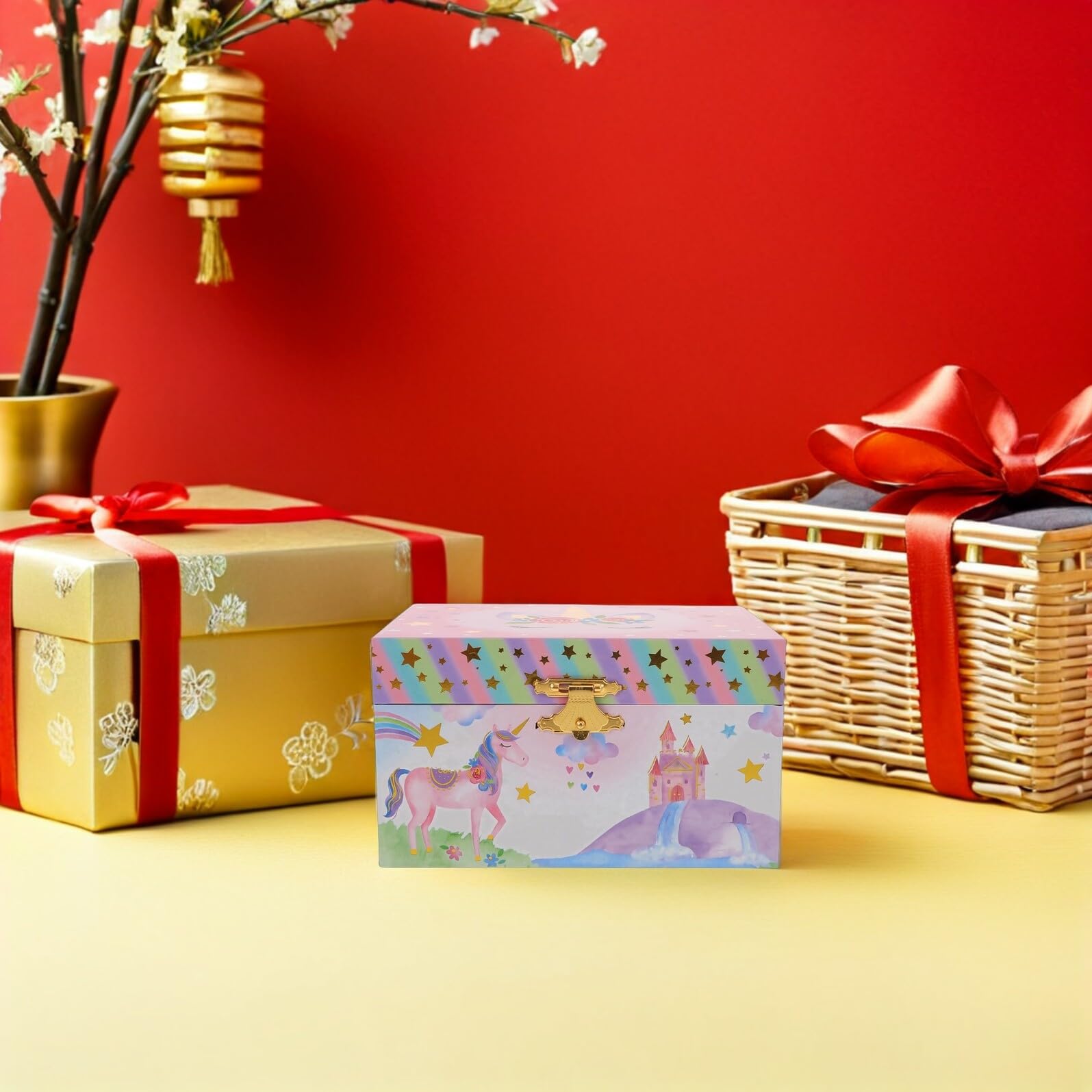 Abaodam Joyero Musical Pequeño de Unicornio para Niña Caja de Música Decorativa Multifuncional Estuche para Guardar Joyas con Melodías Obsequio de Cumpleaños y Escritorio