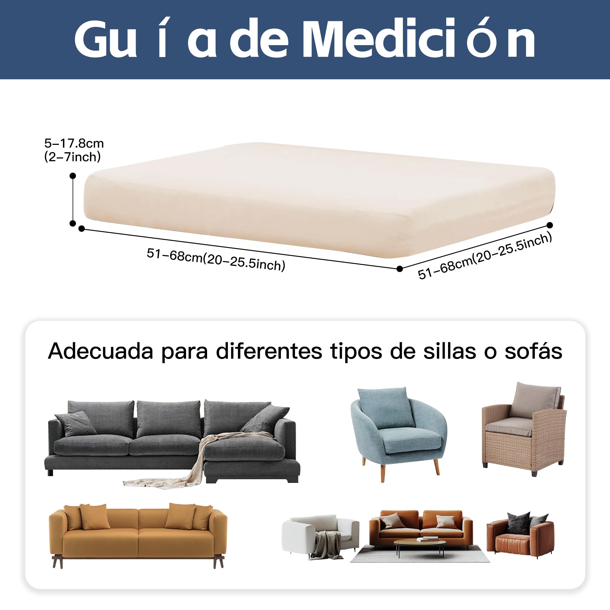 Conjunto de para Cojines de terraza|Fundas para sofá al Aire Libre|Fundas elásticas para Cojines de sofá|Fundas para sofá|Fundas Protectoras para Muebles Lavables y Reutilizables
