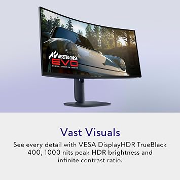 Alienware 34 240Hz QD-OLED Curved Gaming Monitor - AW3425DW - 34.2-inch WQHD (3440 x 1440) 0.03ms Display, 1800R Curve, AMD FreeSync Premium Pro, VESA AdaptiveSync, DisplayHDR TrueBlack 400
