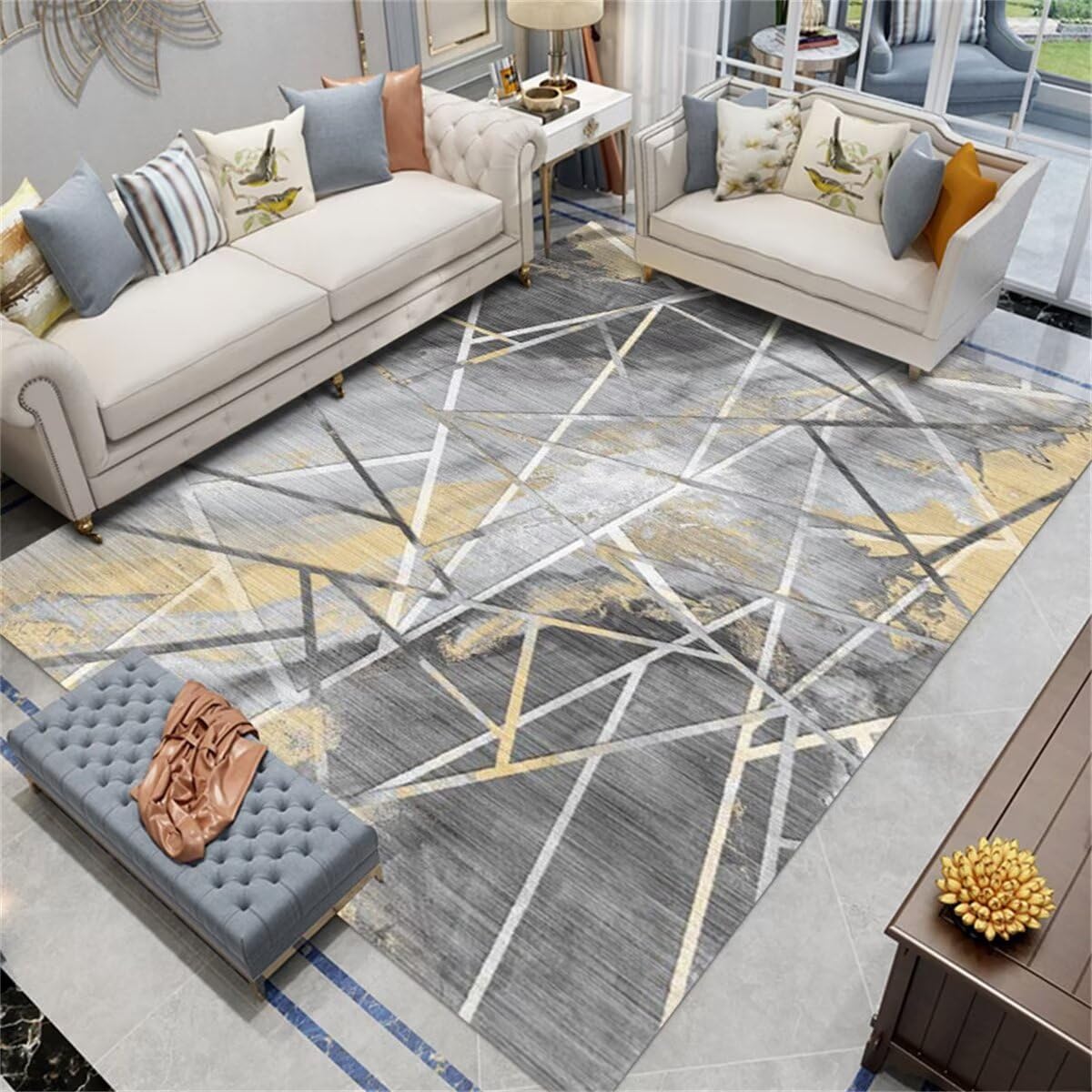 Tapis d'éveil gris pour chambre d'enfant et salon, parfait près du canapé