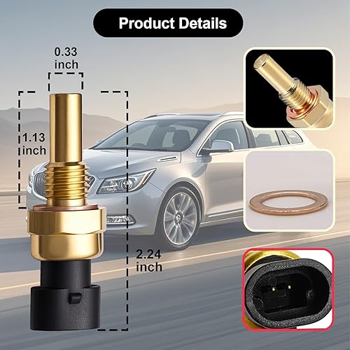 Miniatura 3 de 12608814 Sensor de temperatura del refrigerante, sensor de temperatura del refrigerante del motor compatible con Chevrolet GMC, reemplaza el número