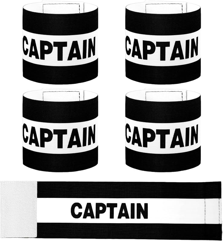 4 brazaletes de capitán de fútbol, ​​banda elástica de nailon negro de 3,15 x 12 pulgadas, brazalete de capitán elástico negro, banda líder de nailon elástico para fútbol, ​​rugby, brazaletes ajustables para deportes de equipo