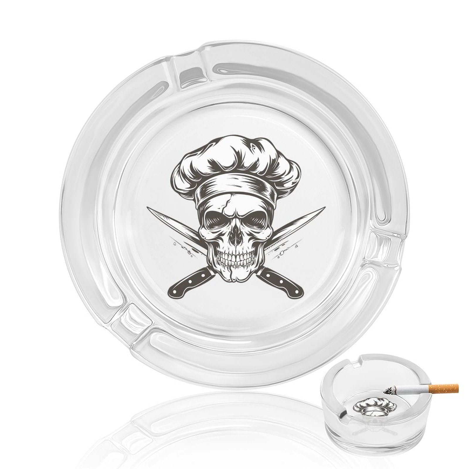 Nclqvjxzkhw Style Skull Chef Gangster Glass Ashtray Round Ash Tray Smoking Trays For Home Garden Outdoor