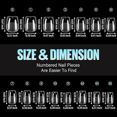 Miniatura 8 de TOMICCA Puntas de uñas de almendra, 360 uñas acrílicas de cobertura completa a presión media mate, 12 tamaños, puntas de uñas postizas de gel suave