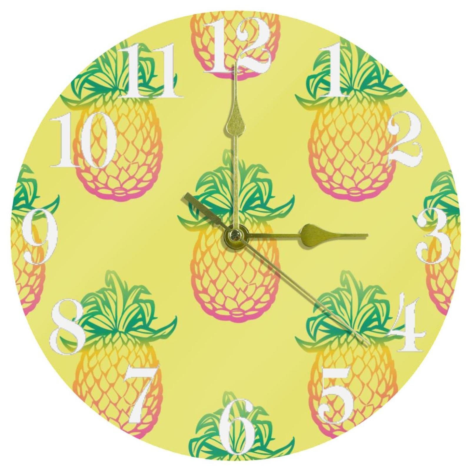 Horloge murale quartz ananas silencieuse pile pour bureau et cuisine