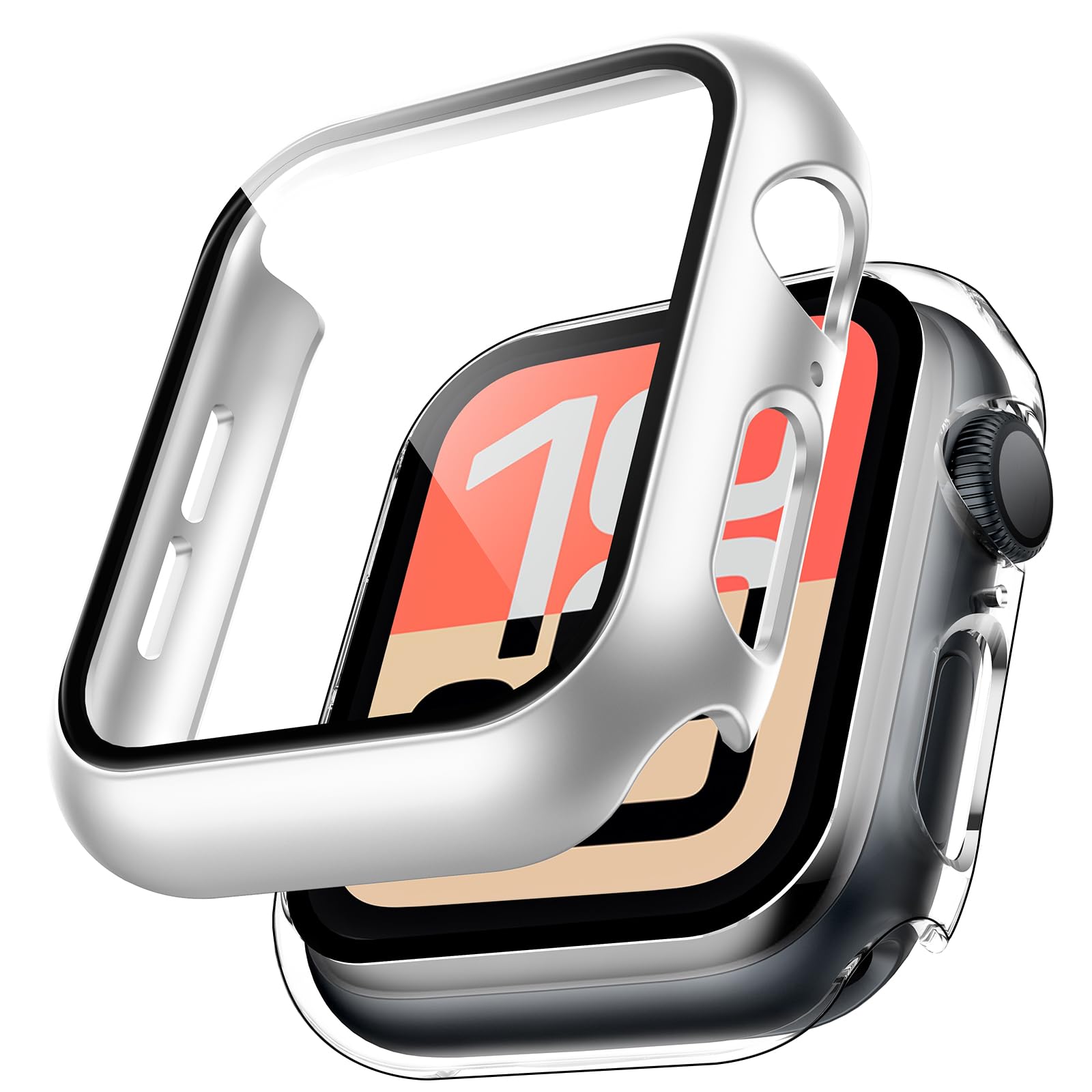 TAURI 2 Pack Hard Case for Apple Watch SE 3 /Series 6/5/4 /SE 44mm with 9H Tempered Glass Screen Protector, [Touch Sensitive] [Full Coverage] Slim Bumper Protective Cover for iWatch 44mm - Black — view 43