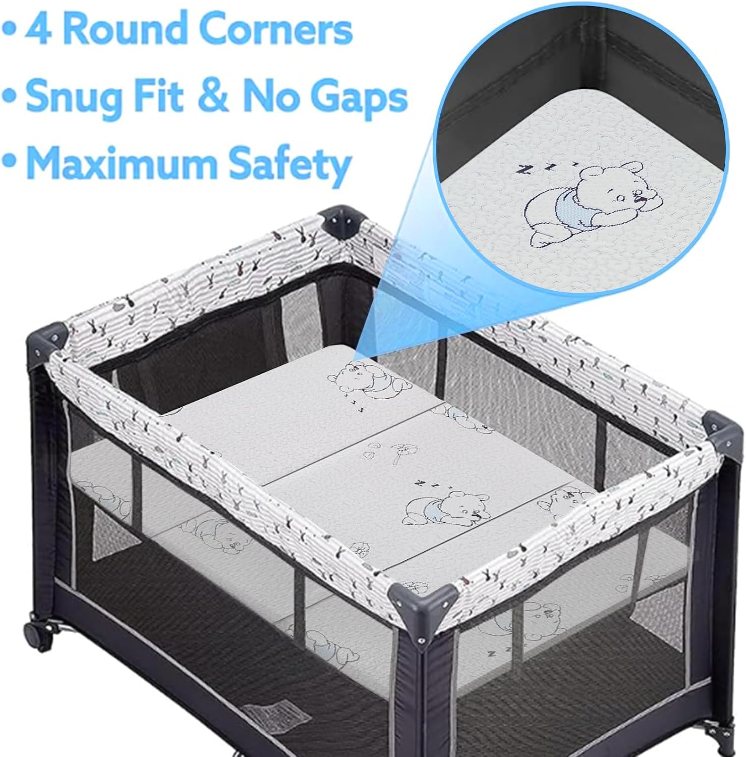 Pack and Play Mattress, 38"x26" Dual-Sided Mattress for Pack n Play with Ultra-Soft Jacquard Cover,