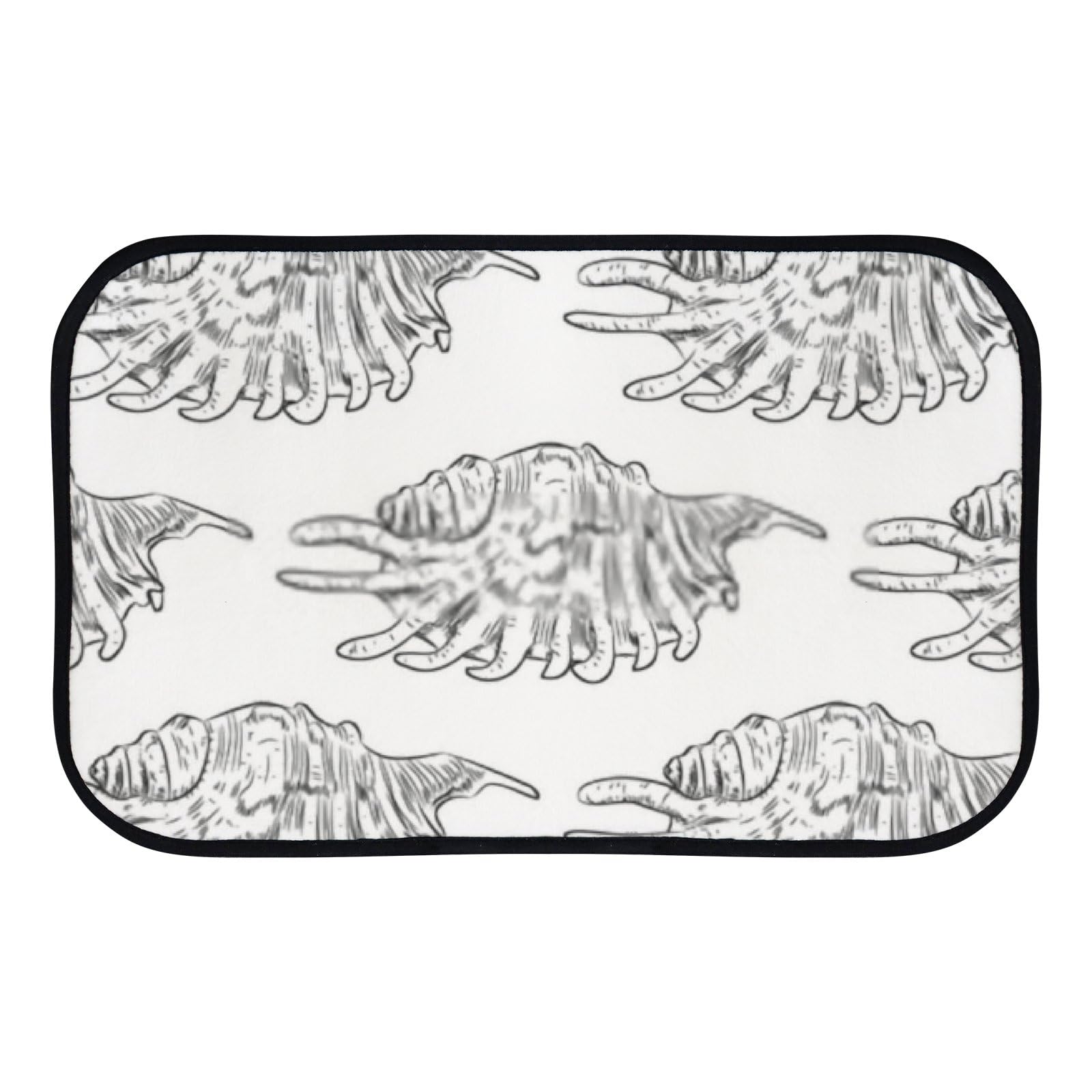Nuansexi Bathroom Rugs Large Sea Snail Sketch Black Floor Mats Non Slip Bathmat Doormat Tub Mat Coral Velvet Absorbent Entrance Carpet Mats Machine Washable Bedroom Decor