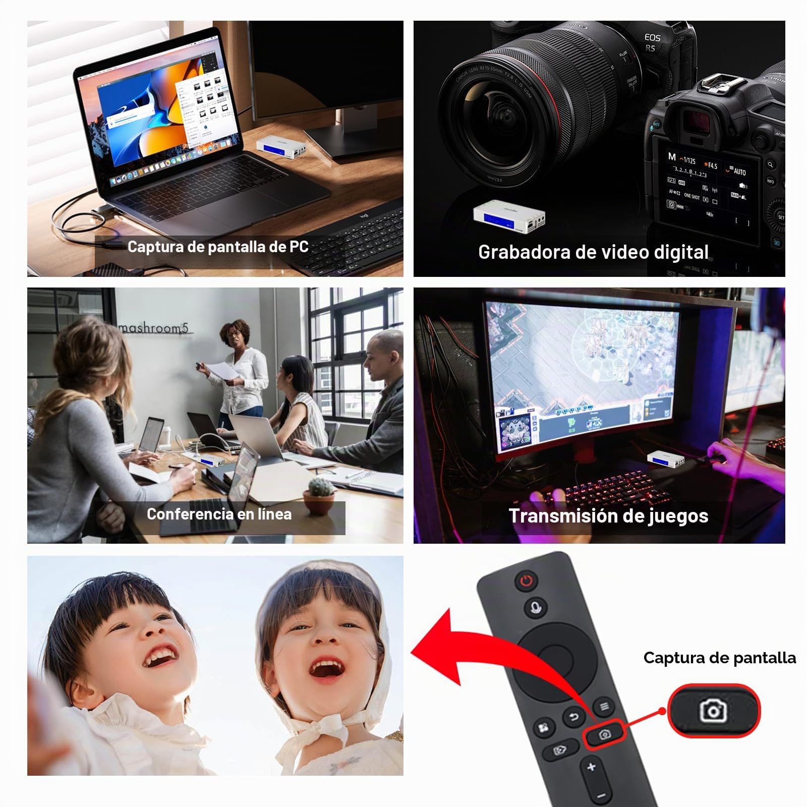 Grabador Vídeo HDMI 4K ZowieREC, Aluminio, sin PC | Grabador para cámaras, consolas, portátiles. Reproducción TV, grabación programada, pausa, TF y USB