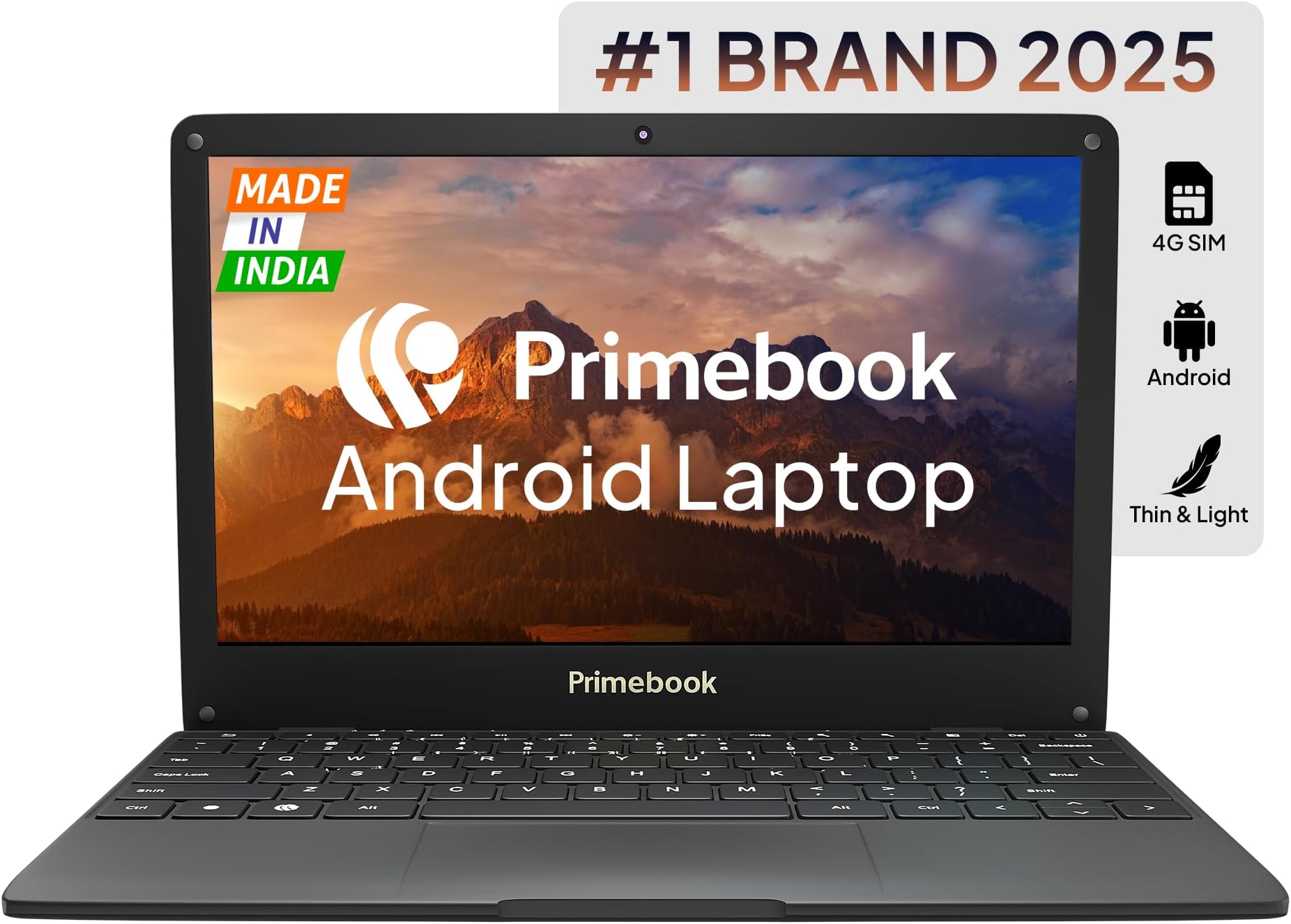 Primebook S 4G, 2025(New, WiFi+4G) Android Based MediaTek MT8788 - (PrimeOS) 4G SIM Slot, Thin and Light Laptop (11.6 Inch, 1.065 Kg, Type C, USB, HDMI, MicroSD) (4GB/128GB eMMC Storage, Black)