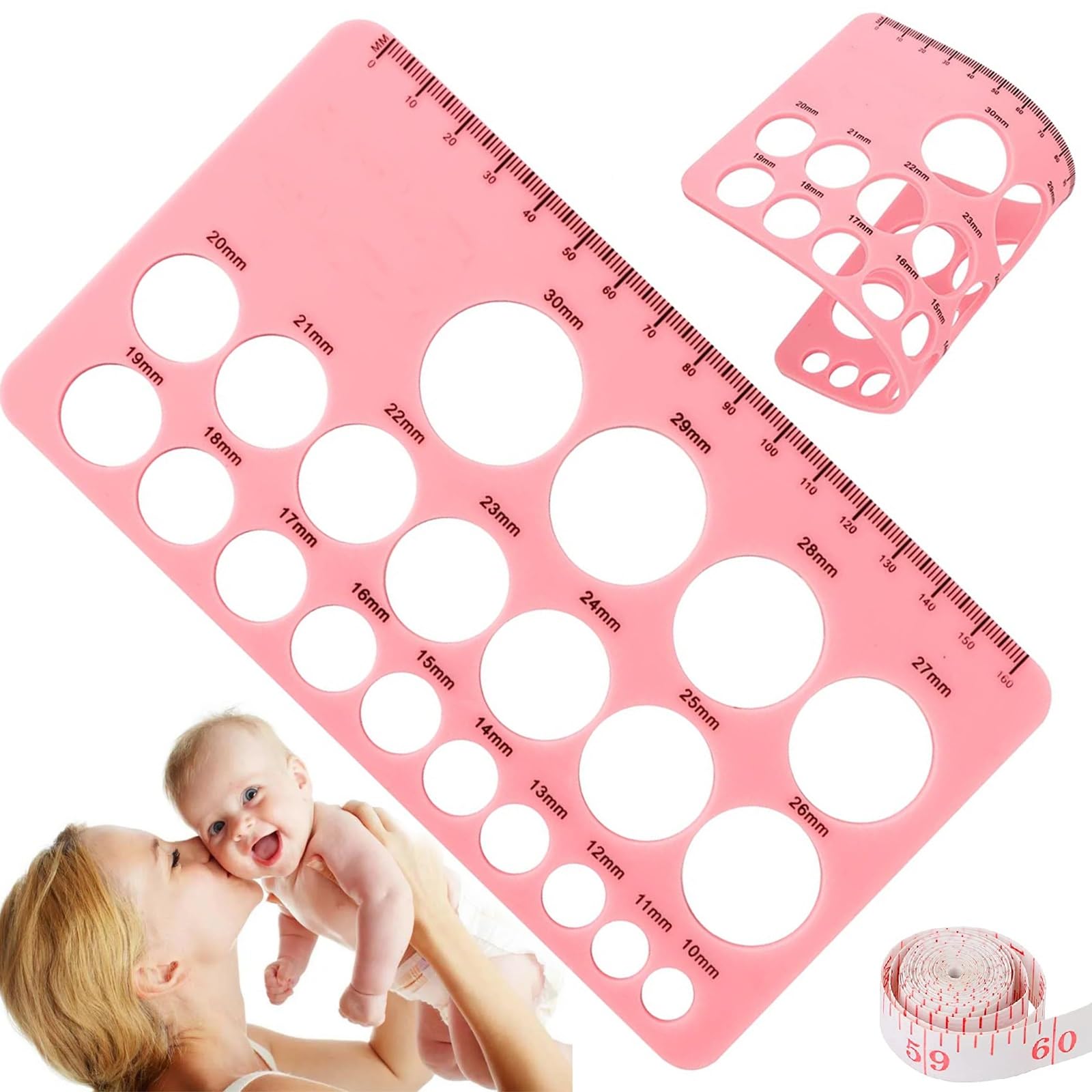 Règle de Mesure de Taille des Mamelons en Silicone avec Ruban à Mesurer 1.5m