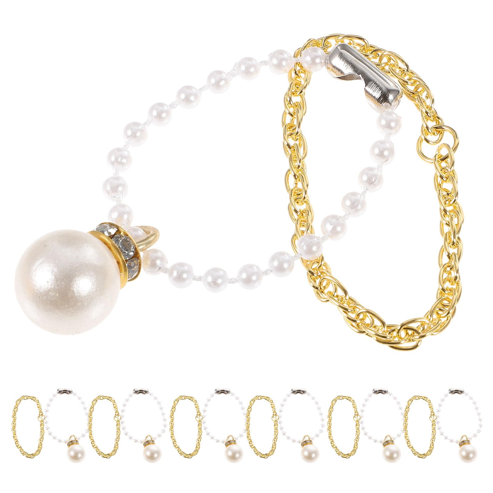 Alasum 30pcs Play Mini for Princess Party Pearl Miniature Little Doll Children Decorative Costume Dress Neck Chain Necklace Kids Decor Gold Jewelry Up Plastic with Favors