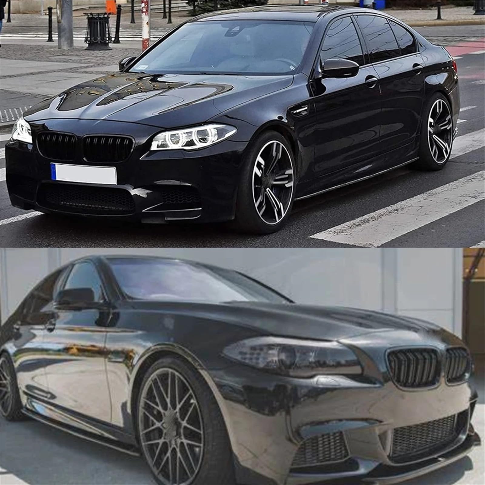 Panel przedłużający boczną dokładkę wargi kompatybilny z BMW serii 5 F10 M Sport 520i 528i 535d 550i 2011 2012 2013 2014 2015 2016 czarny błyszczący