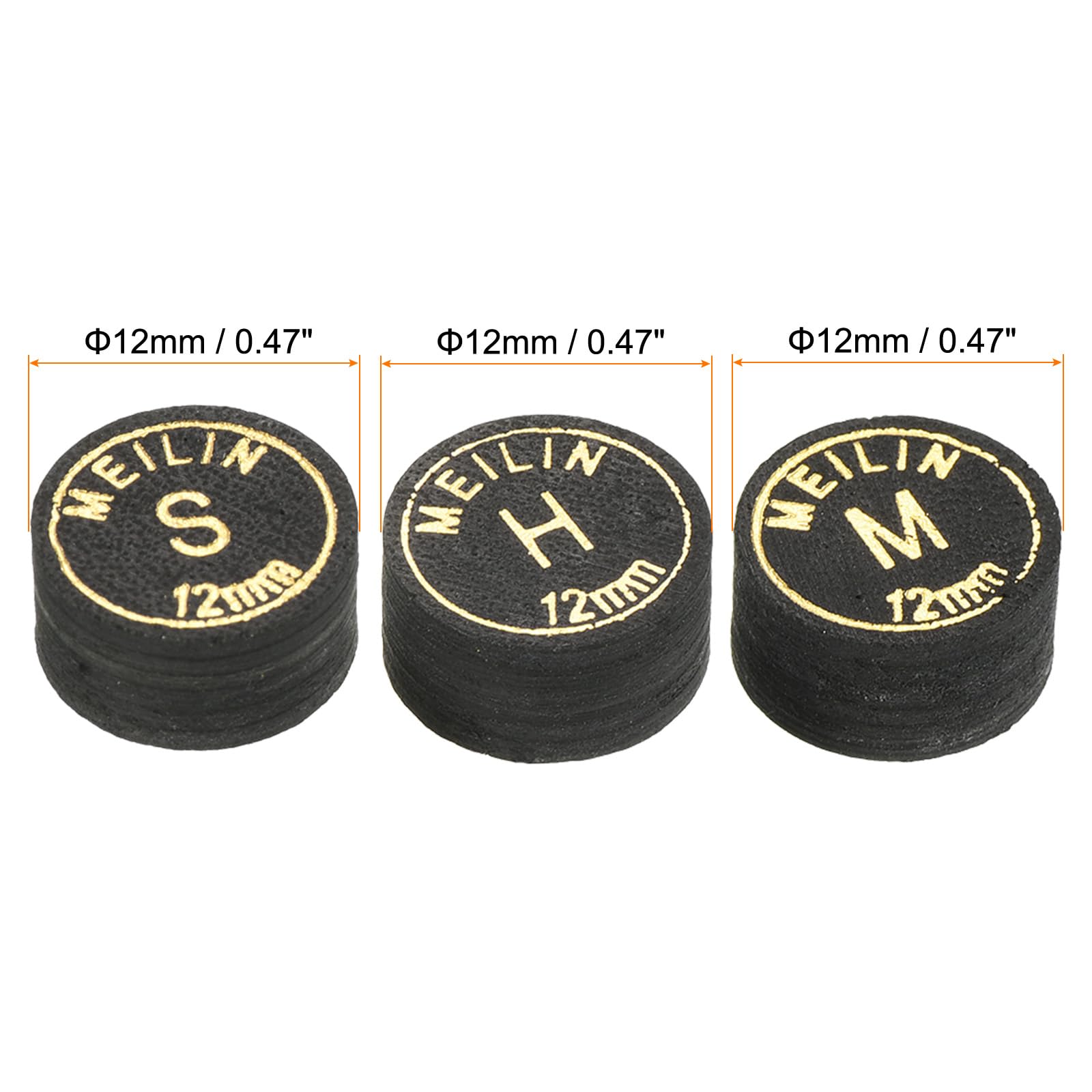 PATIKIL 12mm Billar Taco Puntas Kit, 6 en 1 H, M, S Múltiples Capas Pool Billar Taco Puntas Laminado Pegamento Snooker Palo Punta Billar Accesorios, Negro