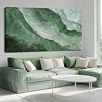 ZENPEE Green Abstract Canvas Wall Art 29x58 - Textured Oil Painting Modern Decor for Living Room, Bedroom, Office