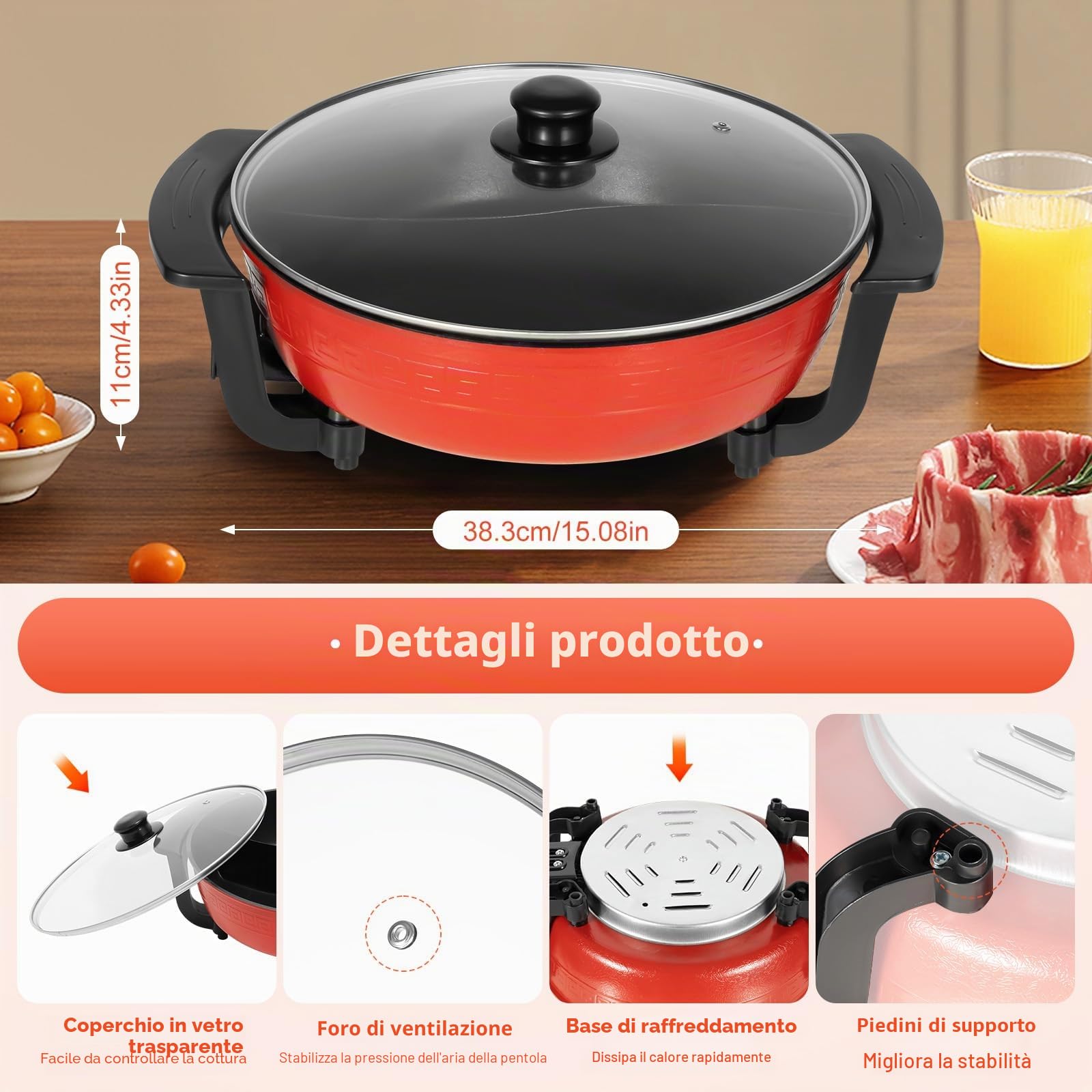 Piastra elettrica da 220 V, 6 l, Twin Hot Pot Shabu, a induzione, pentola, pentola, antiaderente